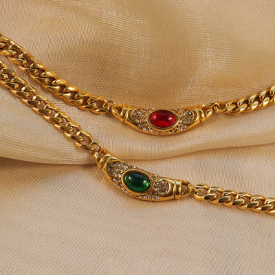 Fashion Stainless Steel Zircon Necklace with Gold Plating