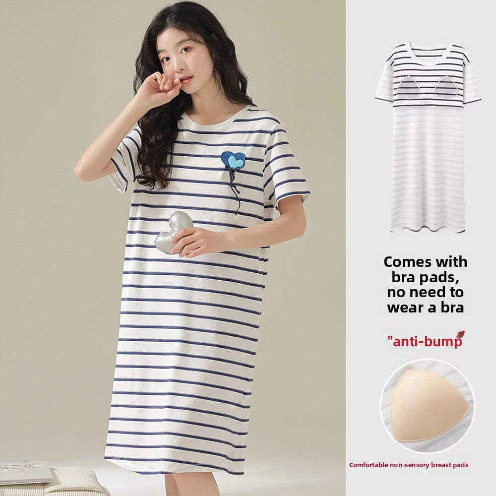 Women's Summer Nightgown with Built-in Bra