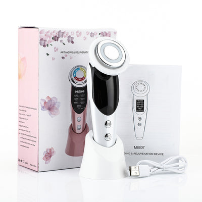 7-in-1 Facial Massager EMS Micro-current Color Light Vibration LED Beauty Purifying Introducer Skin Care Beauty Device by Glamytek