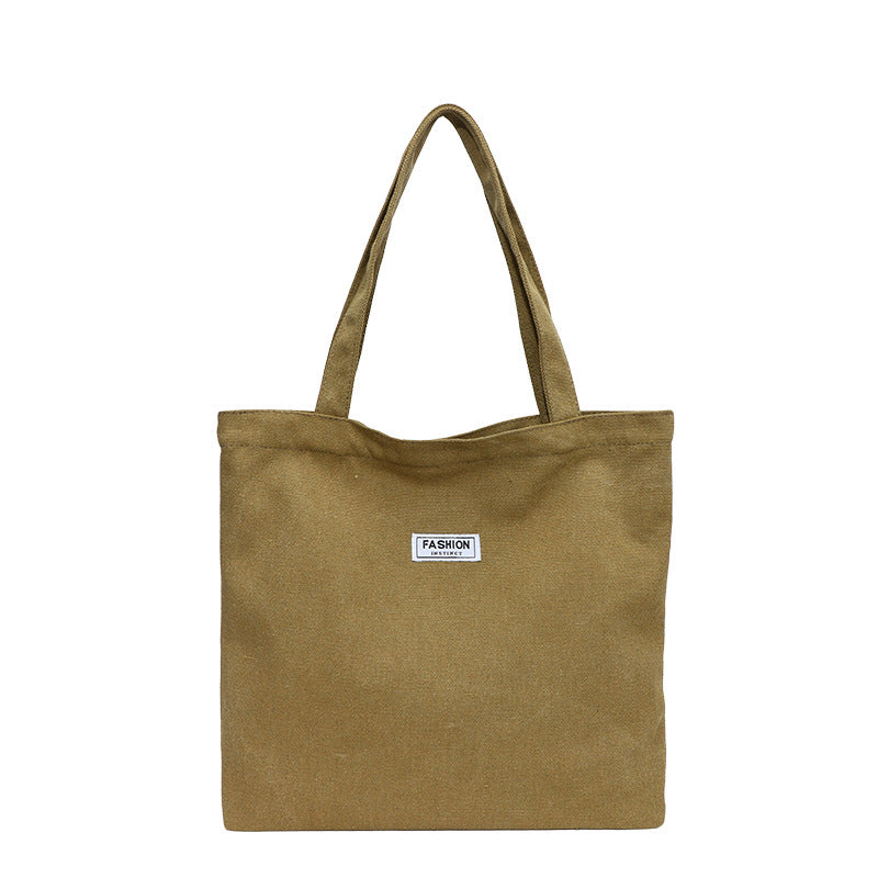 Thickened Washed Canvas Bag Women's Large Capacity Tote Bag Simple Commuter Portable Oxford Cloth Big Bag Shoulder Bag by Glamytek