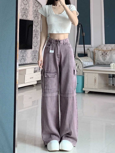 Retro Purple Cargo Jeans Women by Glamytek