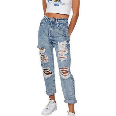 Women's Jeans Ripped Holes Show Thinness Jeans Women's Trousers Trousers by Glamytek