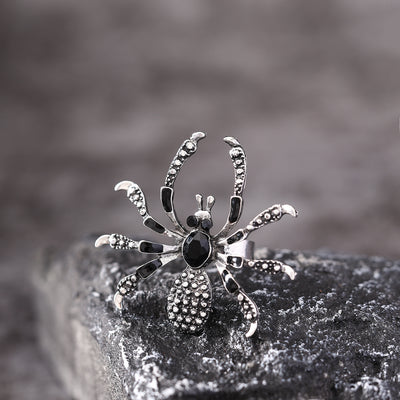 Halloween Spider Ring With Rhinestone Ins Personality Fashion Open Rings For Women Jewelry Accessories by Glamytek