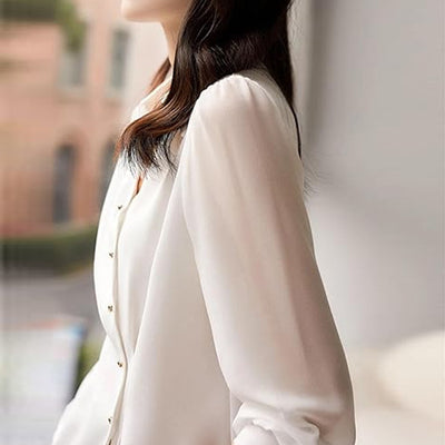 Autumn Solid Color Cardigan Shirt Women by Glamytek