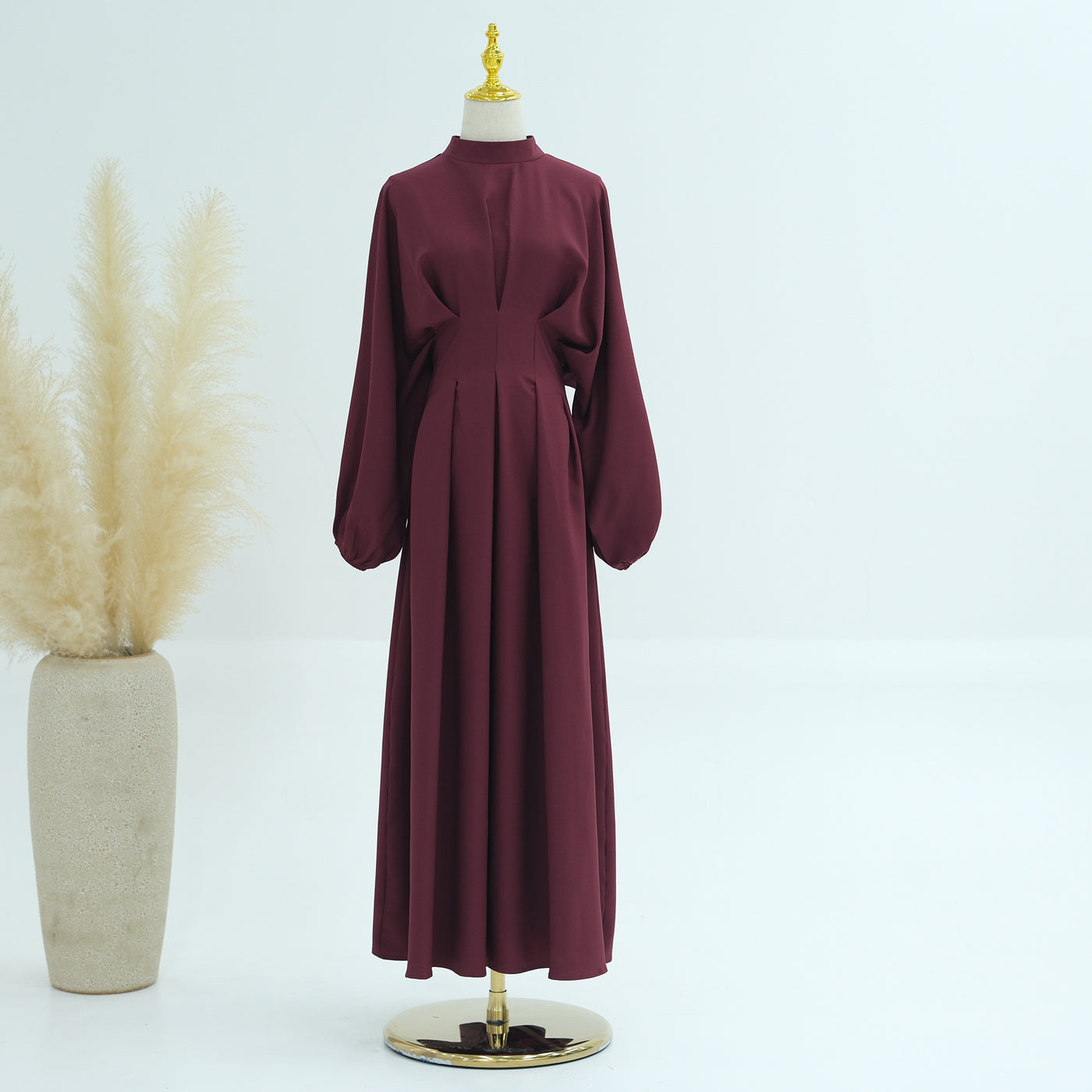 Turkey Dubai Solid Color Beam Sleeve dress by Glamytek