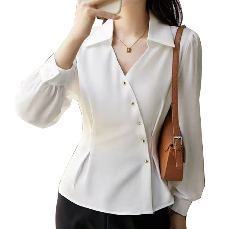 Autumn Solid Color Cardigan Shirt Women by Glamytek