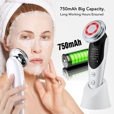 7-in-1 Facial Massager EMS Micro-current Color Light Vibration LED Beauty Purifying Introducer Skin Care Beauty Device by Glamytek
