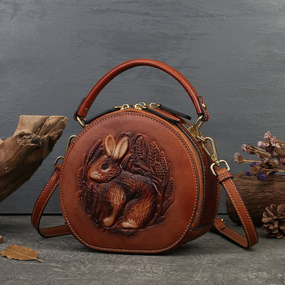 Women's Genuine Leather Round Shoulder Bag