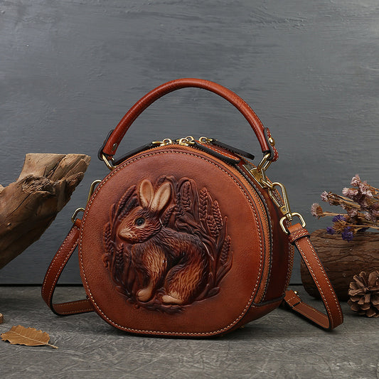 Women's Genuine Leather Round Shoulder Bag