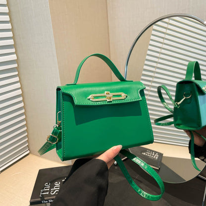Solid Color PU Bag Small Square Handbag