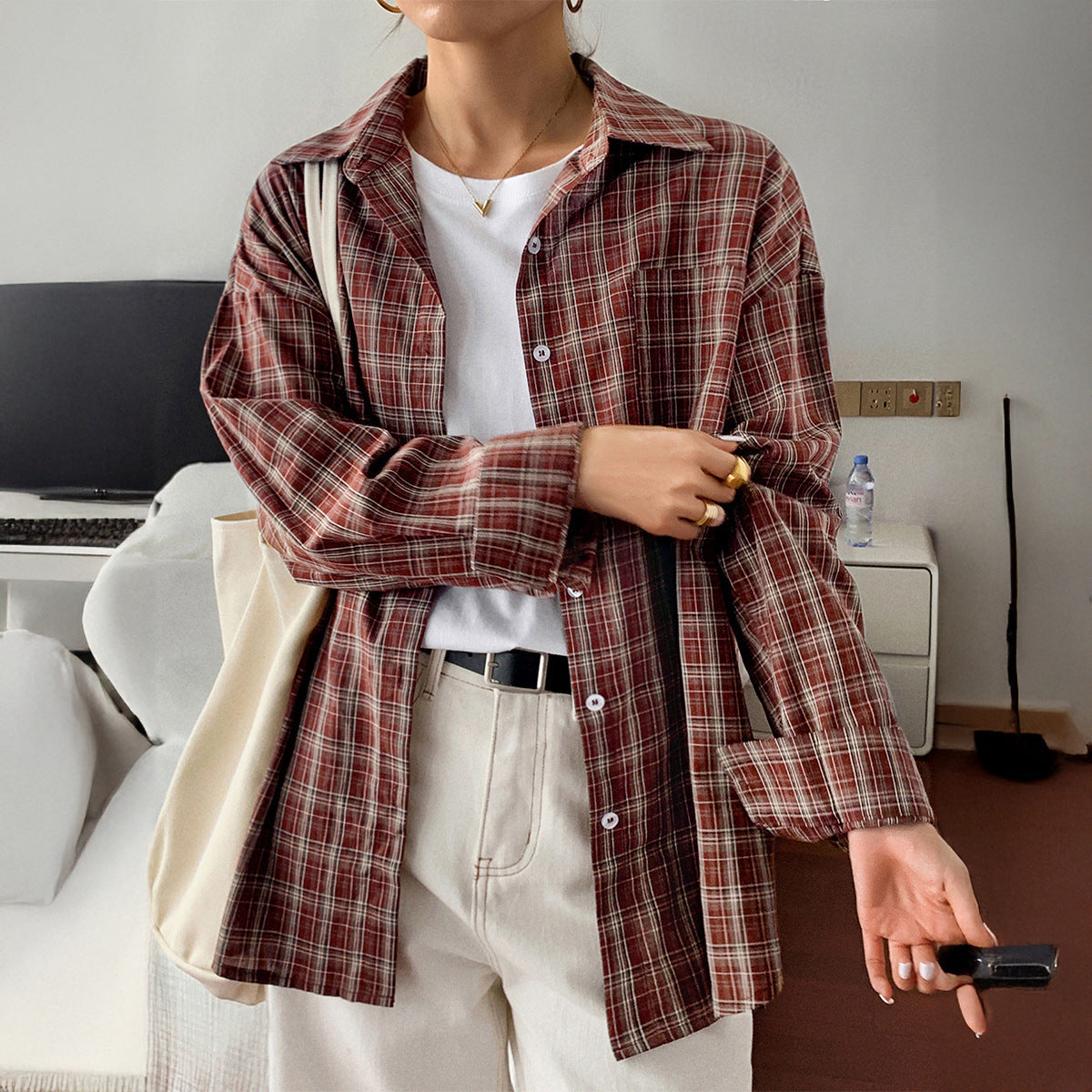 Casual Vacation Style Long Sleeve Coat Women's Shirt by Glamytek