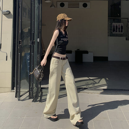Retro hot girl style low-waisted wide-leg pants