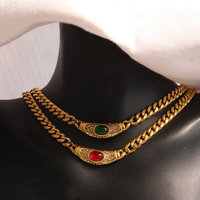 Fashion Stainless Steel Zircon Necklace with Gold Plating