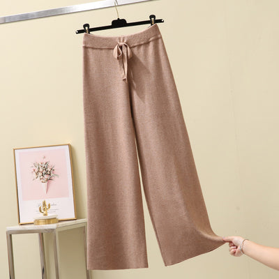 High Waist Straight Loose Thick Knitted Trousers Draping Mop by Glamytek