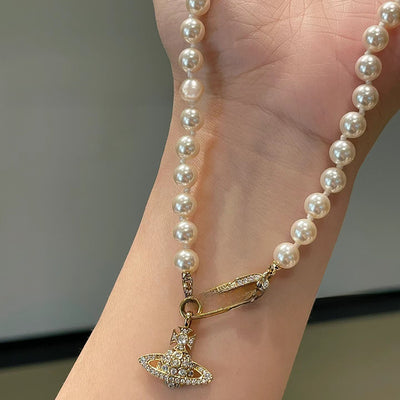 Saturn Pearl Necklace
