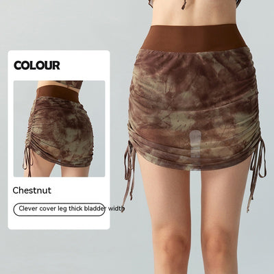 Printed Tie-dyed Mesh Yoga Skirts Women by Glamytek