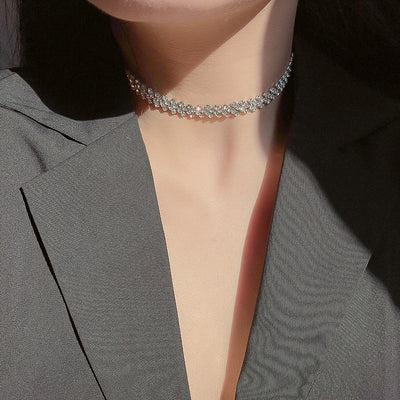 Full Rhinestone Necklace Necklace Clavicle Chain Necklace Fashion Necklace by Glamytek