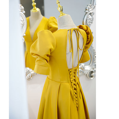 Golden evening dress for women by Glamytek