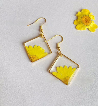 Personalized Trendy Embossed Chrysanthemum Jewelry Women's Earrings by Glamytek