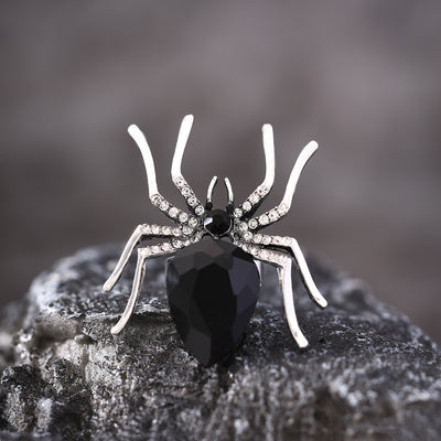 Halloween Spider Ring With Rhinestone Ins Personality Fashion Open Rings For Women Jewelry Accessories by Glamytek