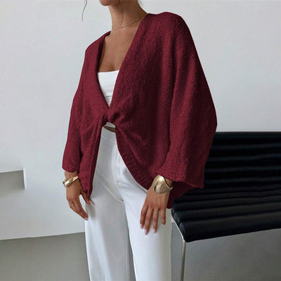 Women's Criss Cross Front Knit Sweater Long Sleeve Pullover, Loose Fit Twisted Design Fall Top by Glamytek
