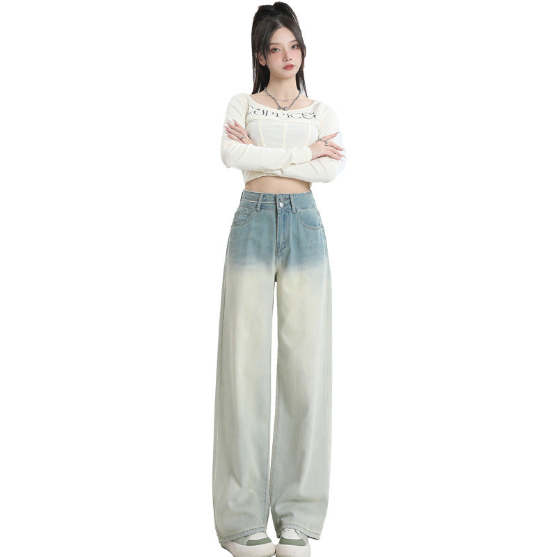 Gradient Design Straight-leg Pants Wide Leg Women's Clothing by Glamytek