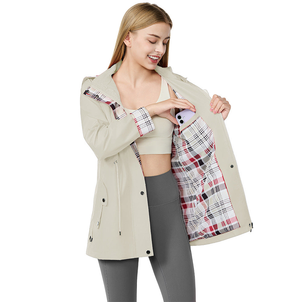 Women's Windbreaker Jacket Casual Polyester For Commute