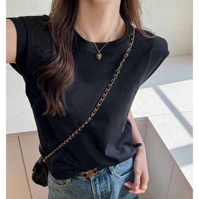 Round Neck Sleeveless Cotton T-shirt for Women by Glamytek