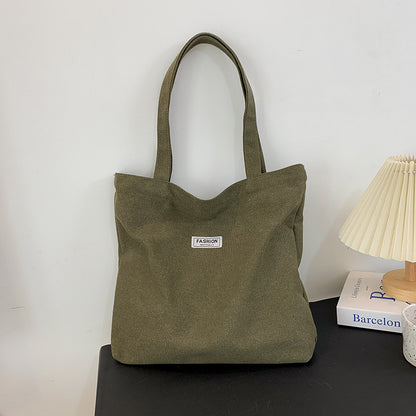 Thickened Washed Canvas Bag Women's Large Capacity Tote Bag Simple Commuter Portable Oxford Cloth Big Bag Shoulder Bag