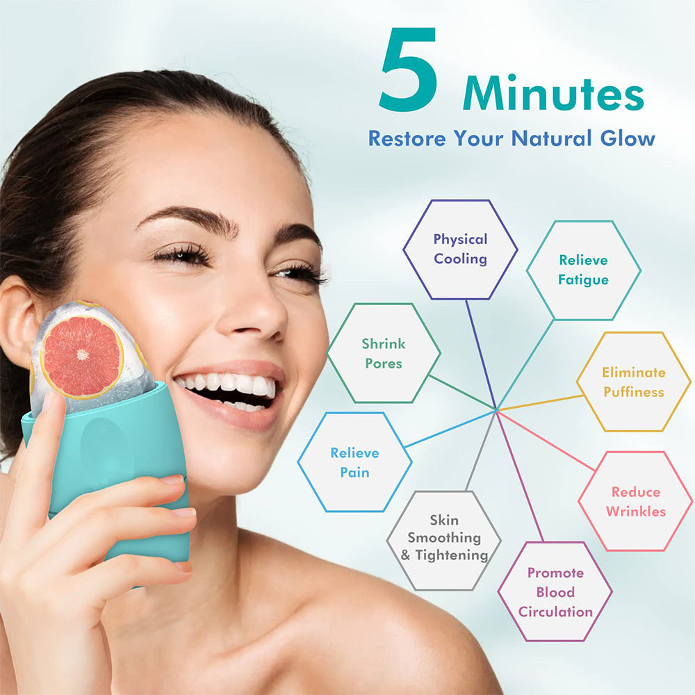Silicone Ice Face Roller Contour Shrink Pores Remove Dark Circles Massage Skin Beauty Facial Roller For Eyes Neck Skin Care Tool by Glamytek