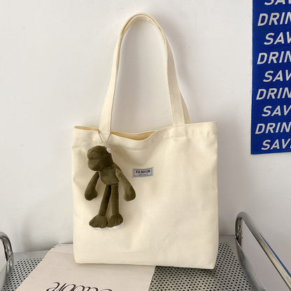 Thickened Washed Canvas Bag Women's Large Capacity Tote Bag Simple Commuter Portable Oxford Cloth Big Bag Shoulder Bag