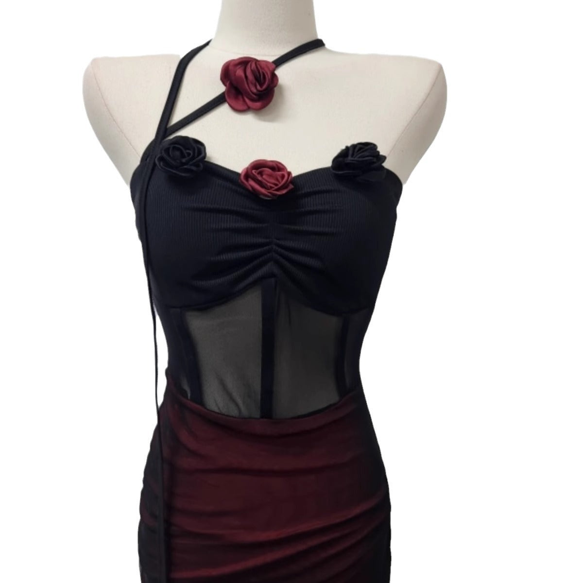 Dark style girl netted dress