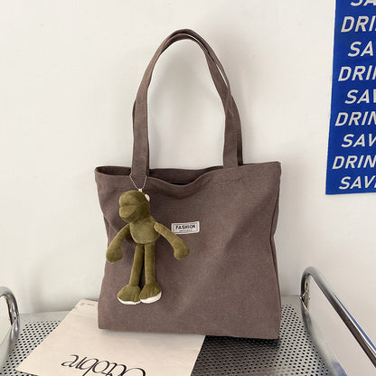 Thickened Washed Canvas Bag Women's Large Capacity Tote Bag Simple Commuter Portable Oxford Cloth Big Bag Shoulder Bag