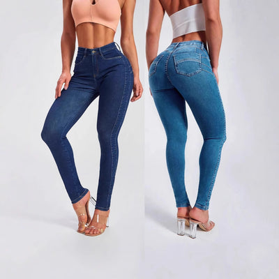 Hip Skinny Pants Stretch High Waist Jeans For Women by Glamytek