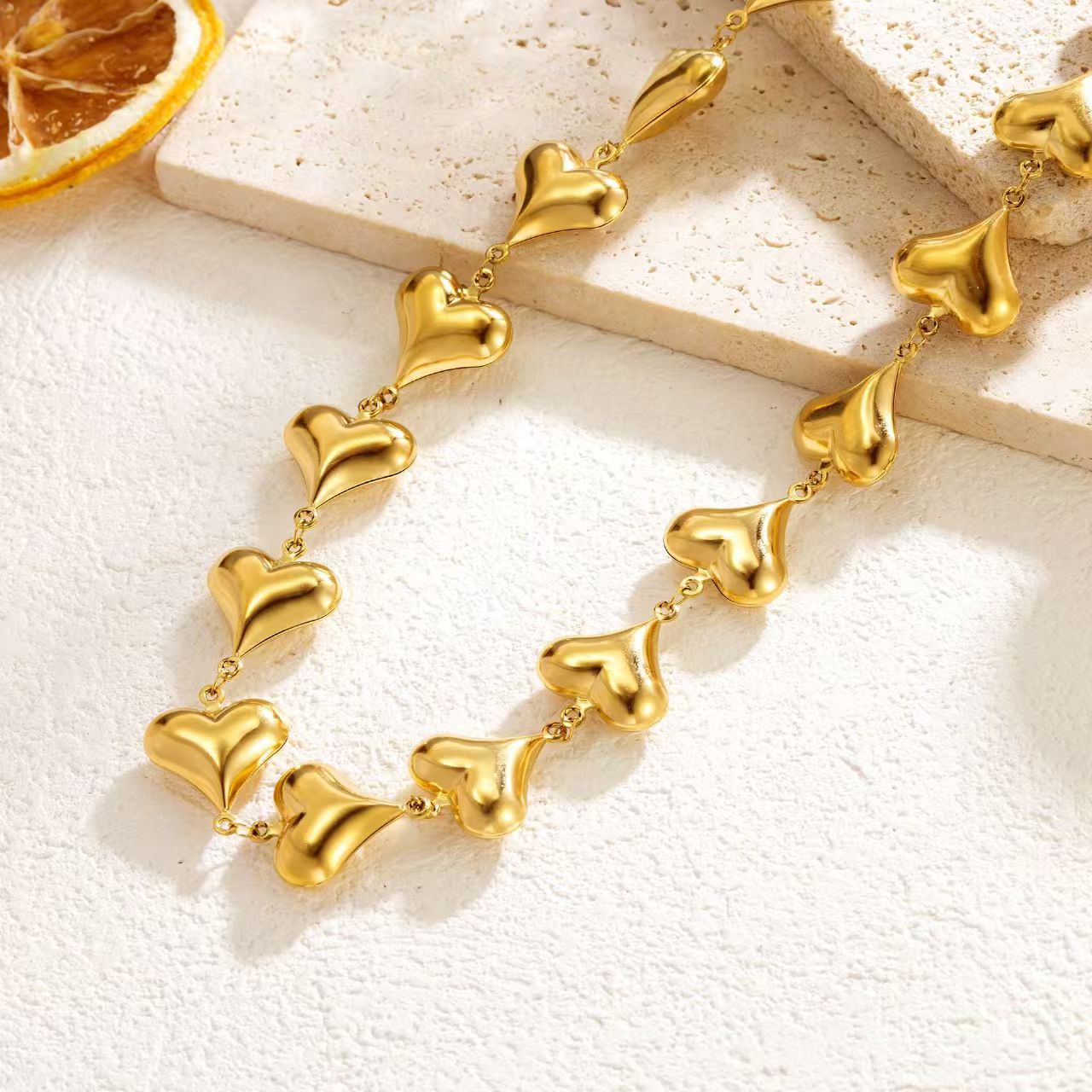 Steel Heart Necklace and Bracelet