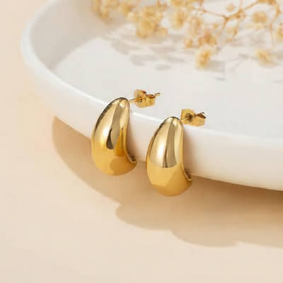 Gold-plated lady's gold hoop earrings