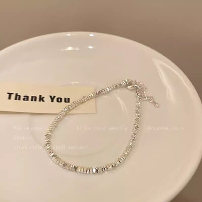 Elegant Pearl and Crushed Silver Beaded Bracelet
