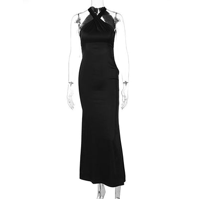 Solid-color sleeveless backless dress by Glamytek