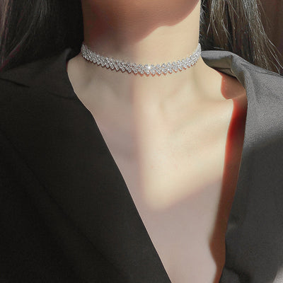 Full Rhinestone Necklace Necklace Clavicle Chain Necklace Fashion Necklace by Glamytek
