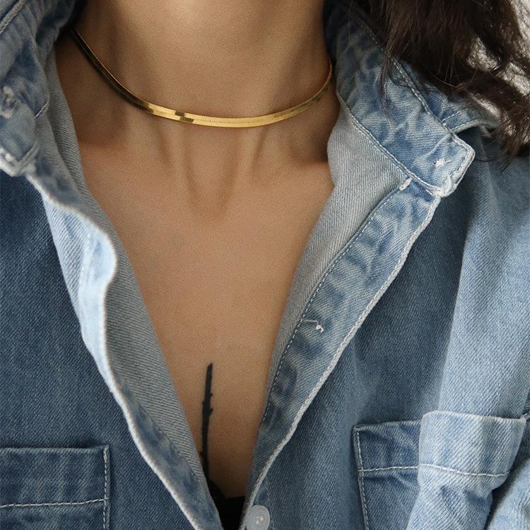 Clavicle Necklace Titanium Steel Color Preserving -