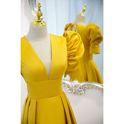 Golden evening dress for women
