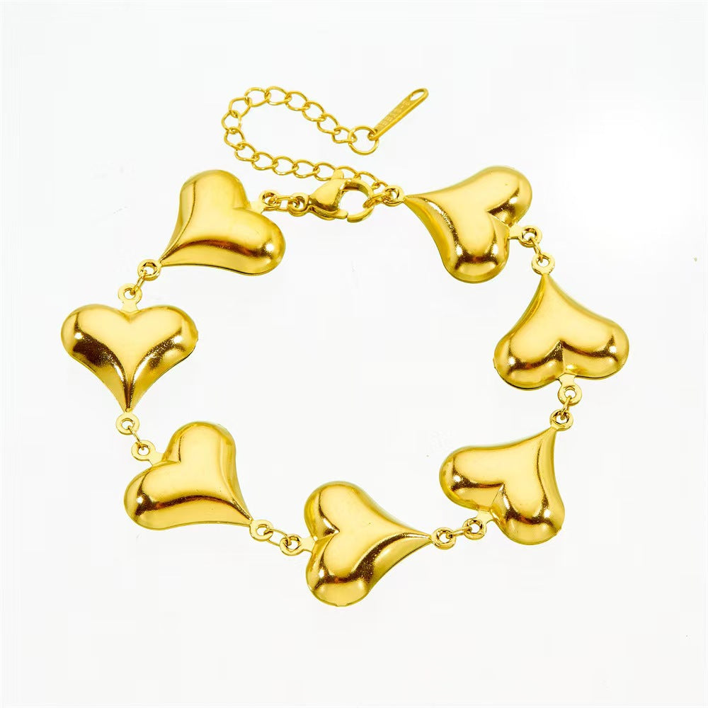 Steel Heart Necklace and Bracelet