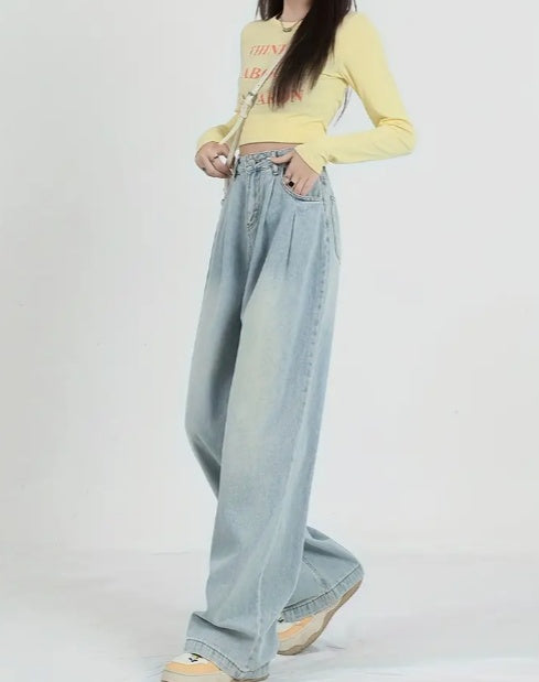 High Waisted Wide Leg Jeans For Women by Glamytek