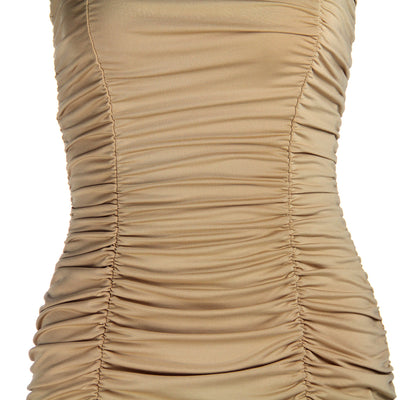 A cinched waist dress by Glamytek