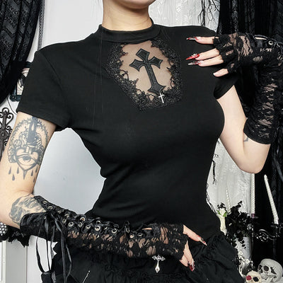Women's Sexy Cross Print T-Shirt by Glamytek
