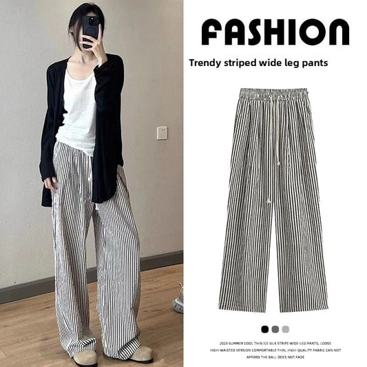 Black and White Vertical Stripe Wide Leg Pants