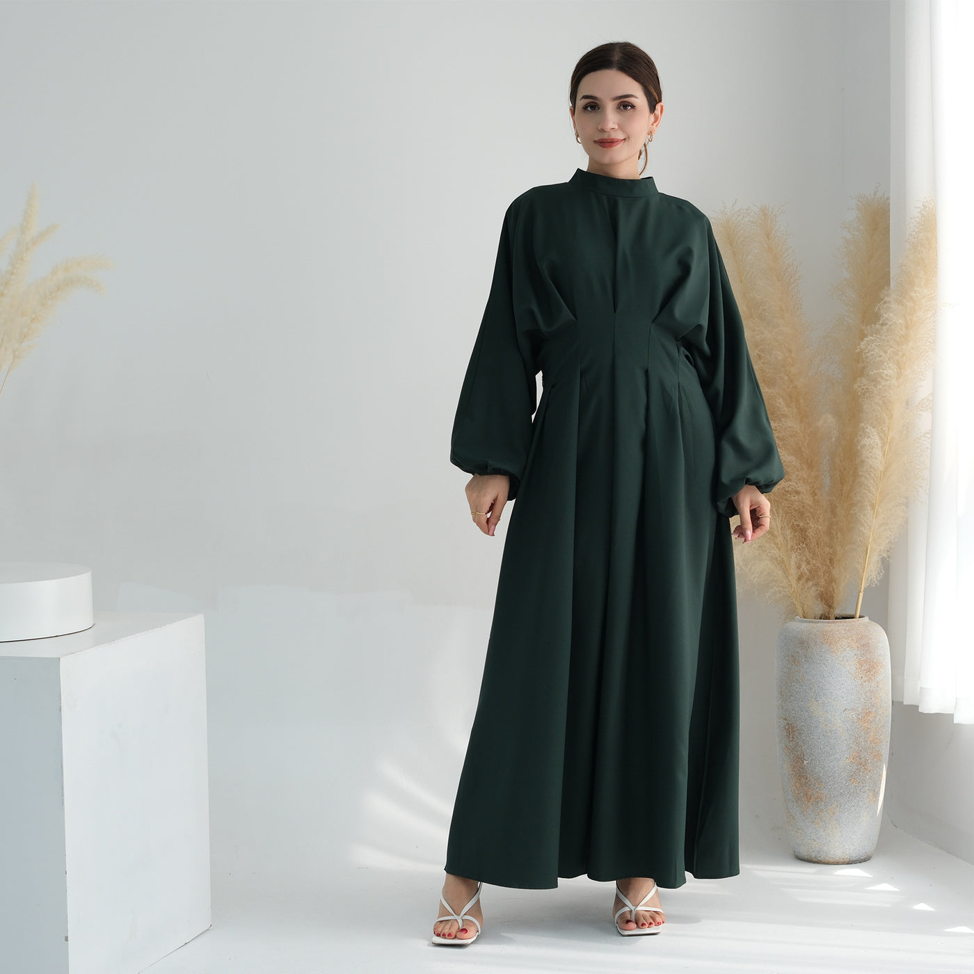 Turkey Dubai Solid Color Beam Sleeve dress by Glamytek