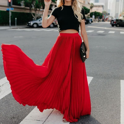 Women Fashion Casual Skirt Girls High Waist Long Skirts by Glamytek