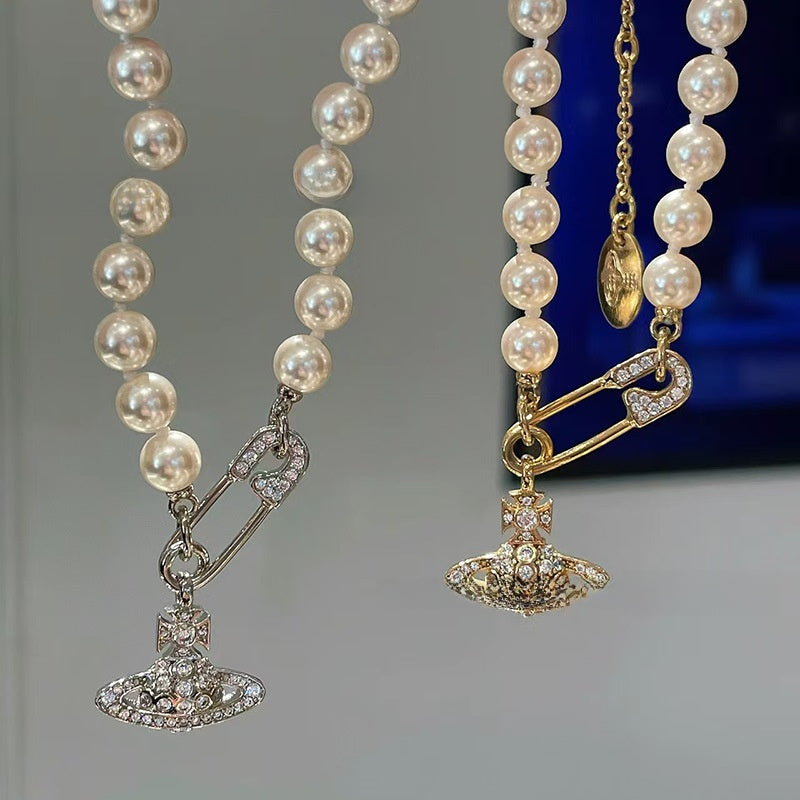 Saturn Pearl Necklace