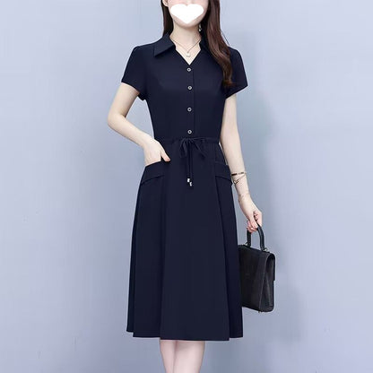 Elegant Women's Waist-Slimming Suit Dress for Summer in Polyester